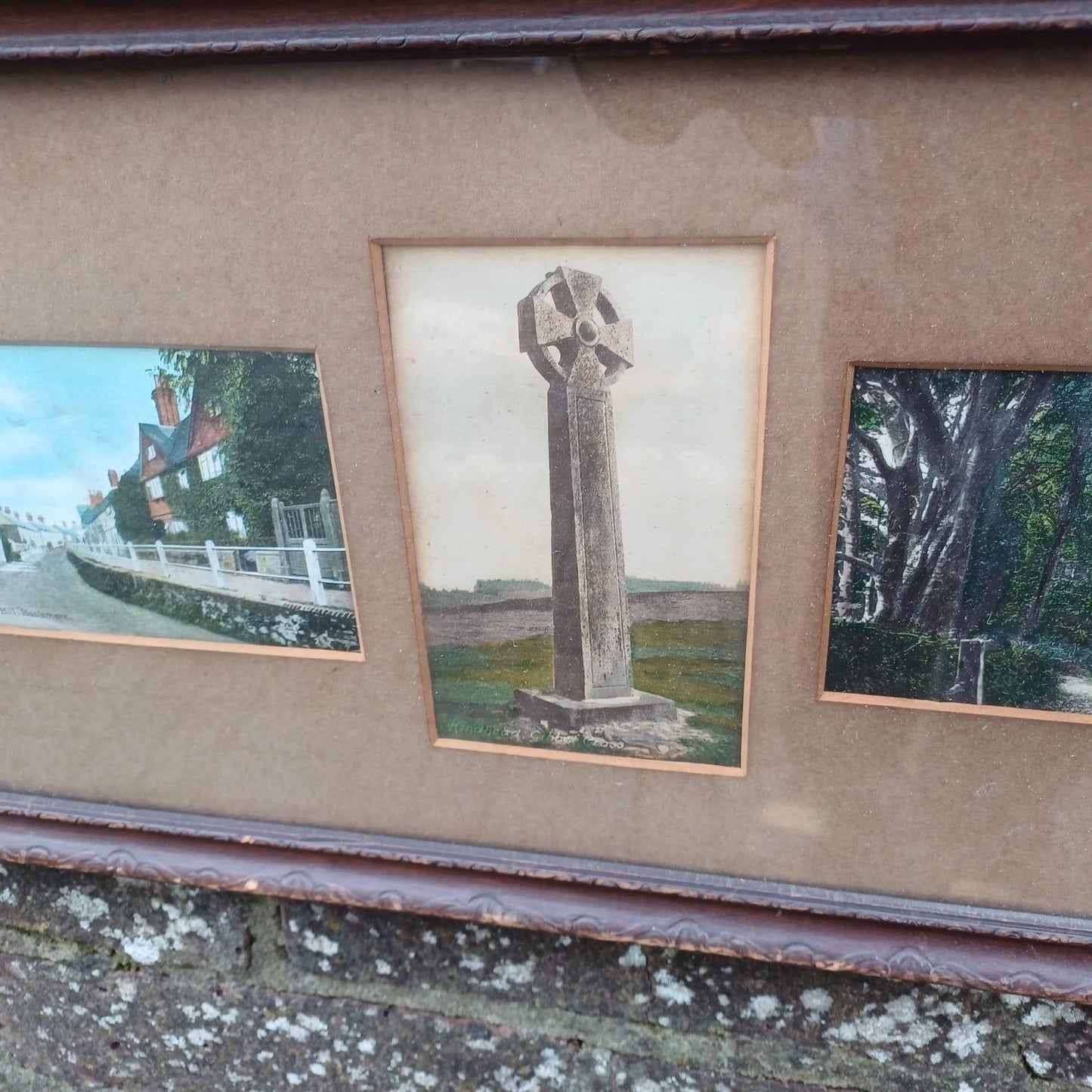 Haslemere and Hindhead, Surrey - Charming Vintage Postcards in carved 1900s Wooden Frame - Stephen's Hill, Gibbet Cross, Tennyson's Lane
