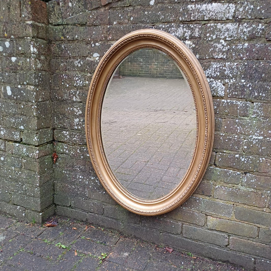 Huge Imposing Gold Gilt Vintage Late Victorian Oval Mirror FREE HAND Delivery.