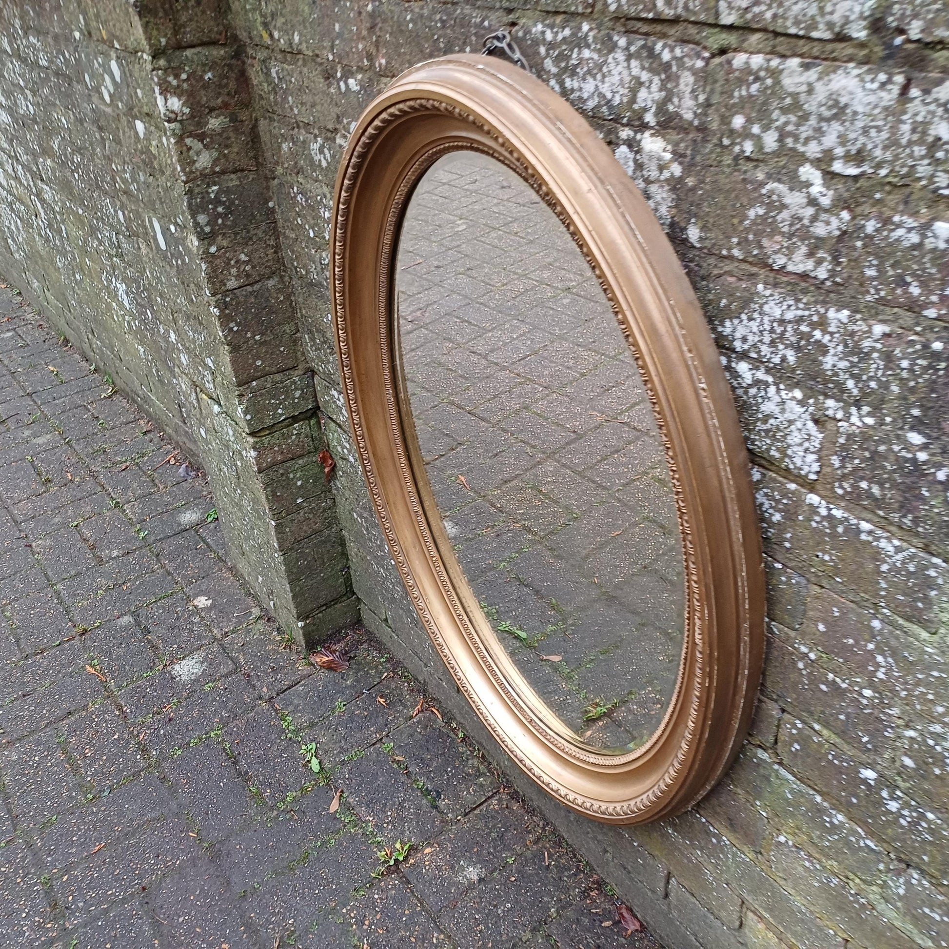 Huge Imposing Gold Gilt Vintage Late Victorian Oval Mirror FREE HAND Delivery.