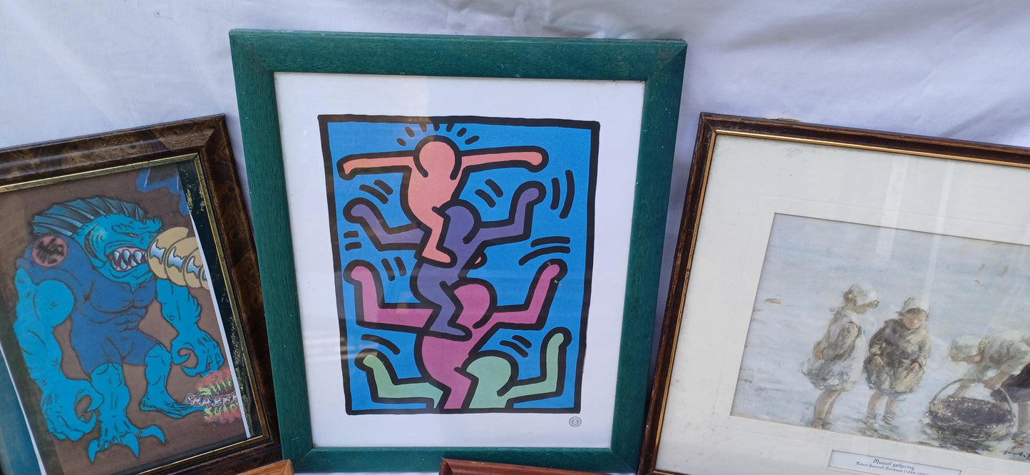 Collection of 7 Wooden Glazed Vintage Pictures Prints Frames Framing Glazed with Boarded Backings Frame Photo Artist Upcycling Project.