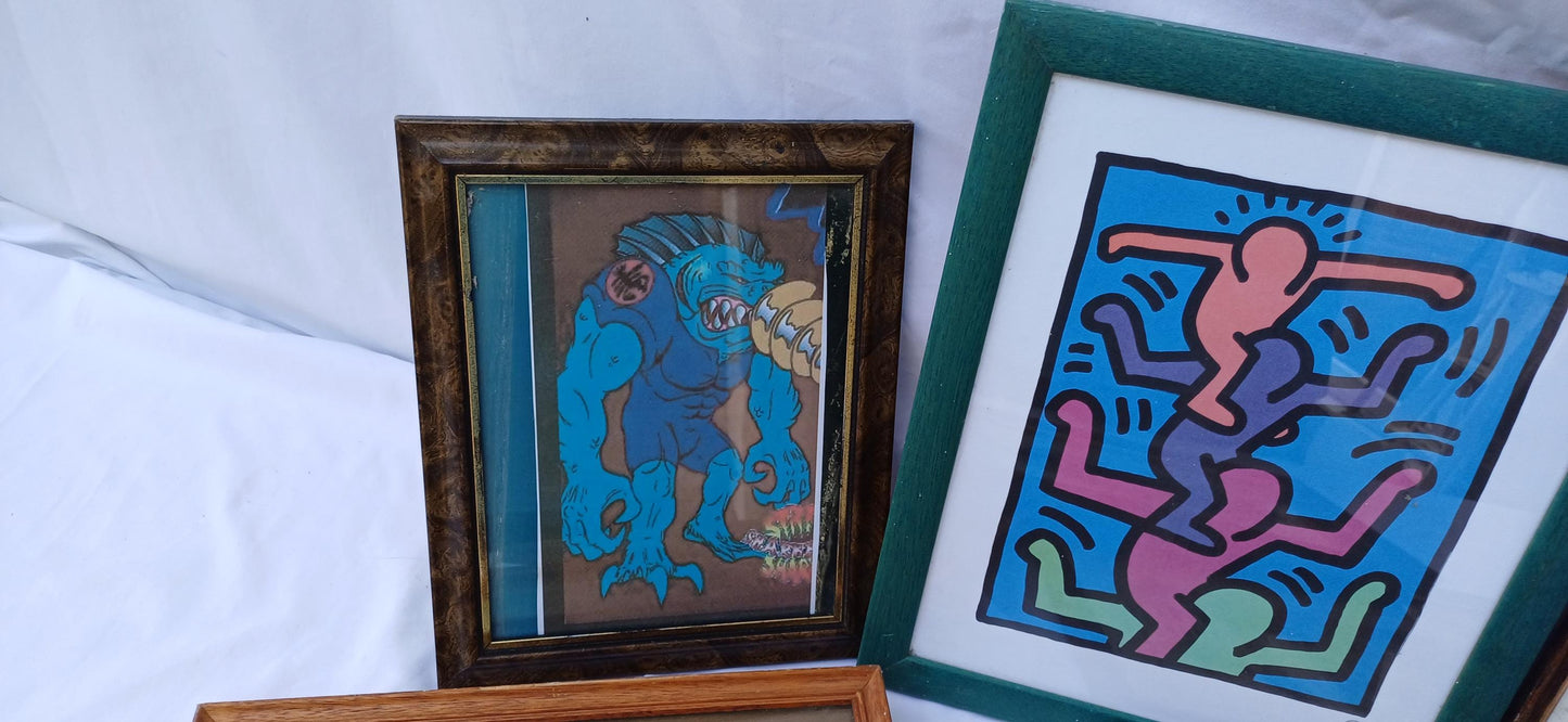 Collection of 7 Wooden Glazed Vintage Pictures Prints Frames Framing Glazed with Boarded Backings Frame Photo Artist Upcycling Project.