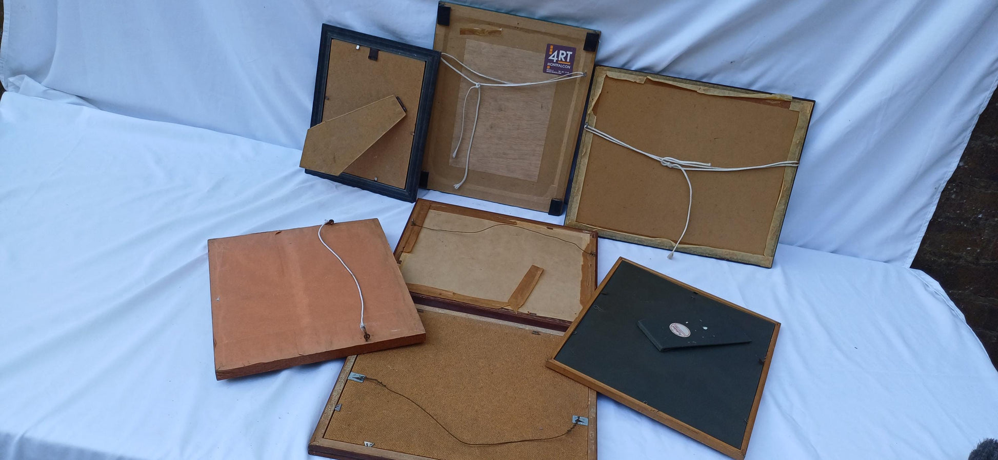 Collection of 7 Wooden Glazed Vintage Pictures Prints Frames Framing Glazed with Boarded Backings Frame Photo Artist Upcycling Project.