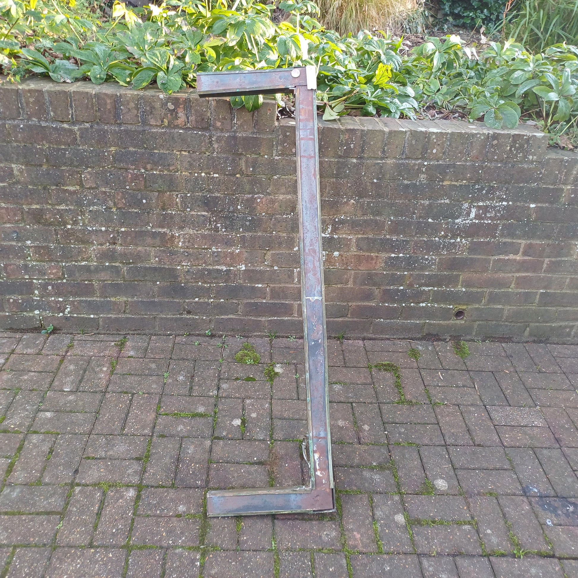 Large Vintage Brass Art Nouveau Fireplace Fender with Aged Gold Patina