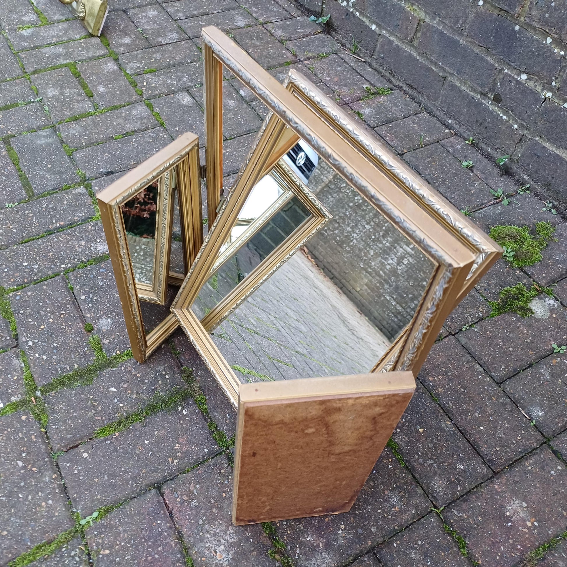 Classic Vintage Retro 70s Gold Gilt Triple Dressing Table Mirror Adjustable