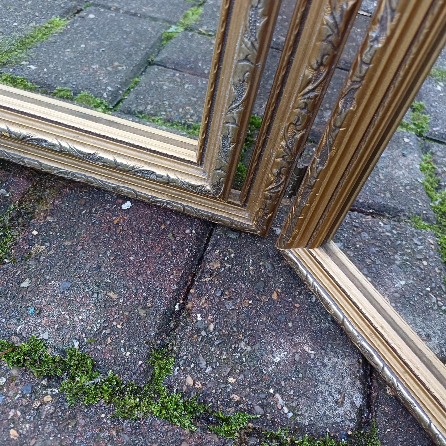 Classic Vintage Retro 70s Gold Gilt Triple Dressing Table Mirror Adjustable