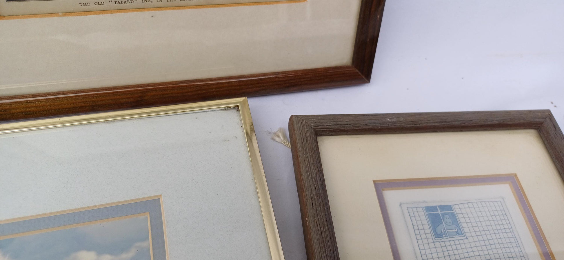 Collection of 6 Vintage Pictures Picture with Mounts Frames Framing Glazed with Boarded Backings Frame Artist Upcycling Project Photograph