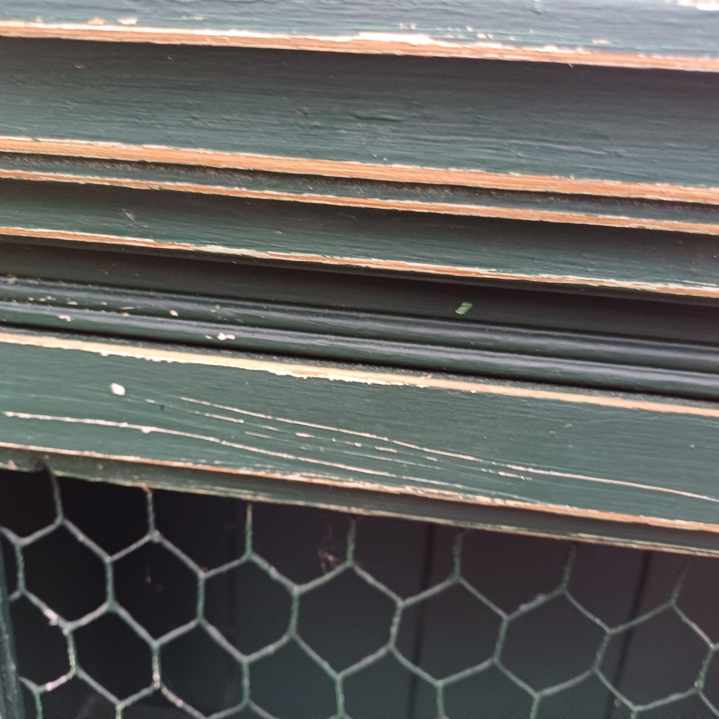 Vintage Solid Pine Painted Green Upcycled Wall Cupboard A Shabby Chic Chicken Wire Collectible!