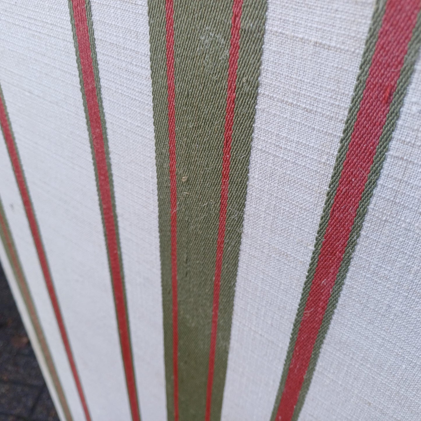 Vintage Privacy Screen or Room Divider in classic cotton striped material - quality piece 3 folds