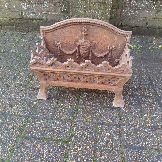 Heavy Iron Vintage Victorian Fireplace Basket Hearth Grate Classical Ornate Decoration