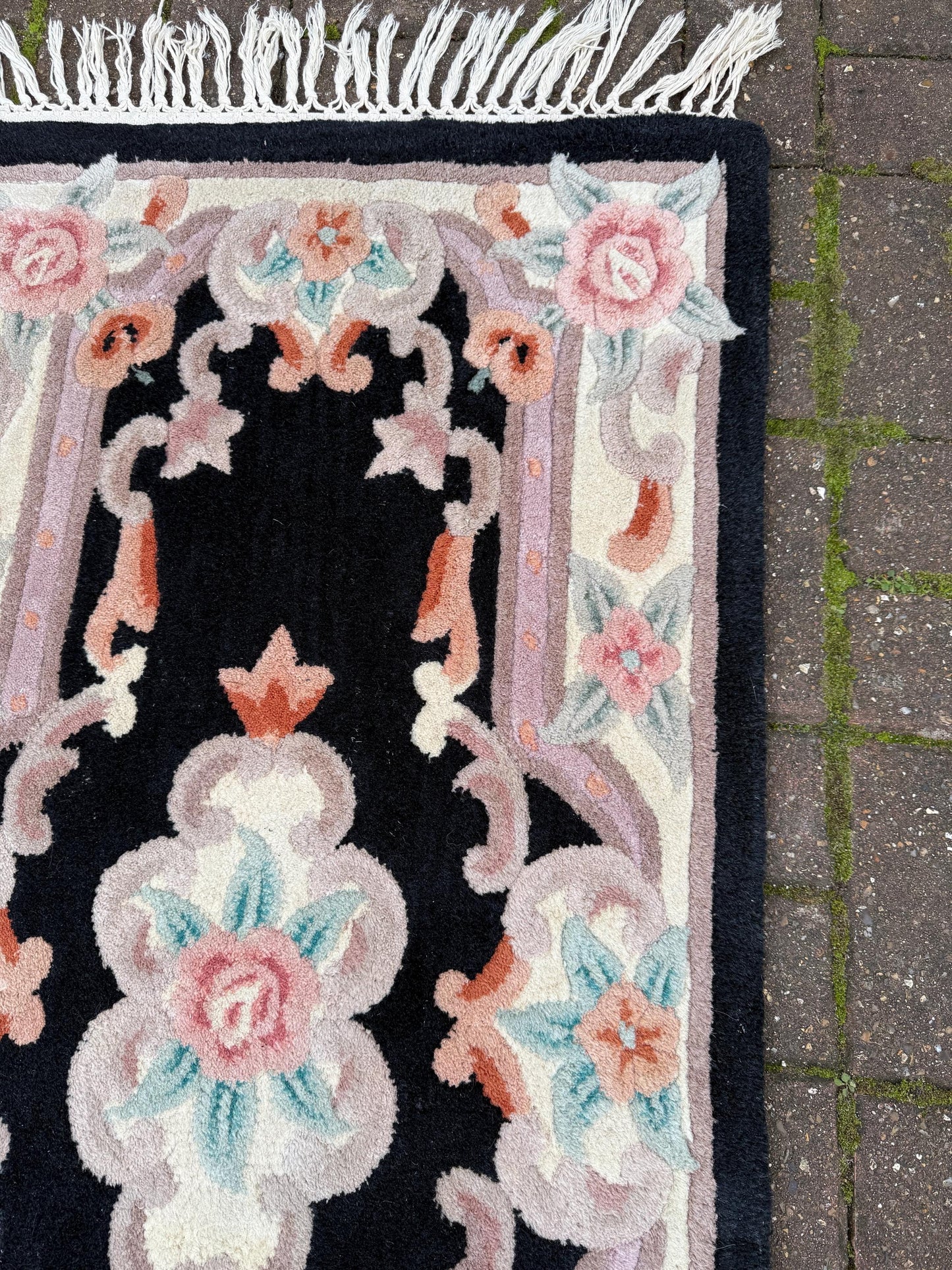 Black Thick Pile Chinese Wool Rug (136cm x 62cm)