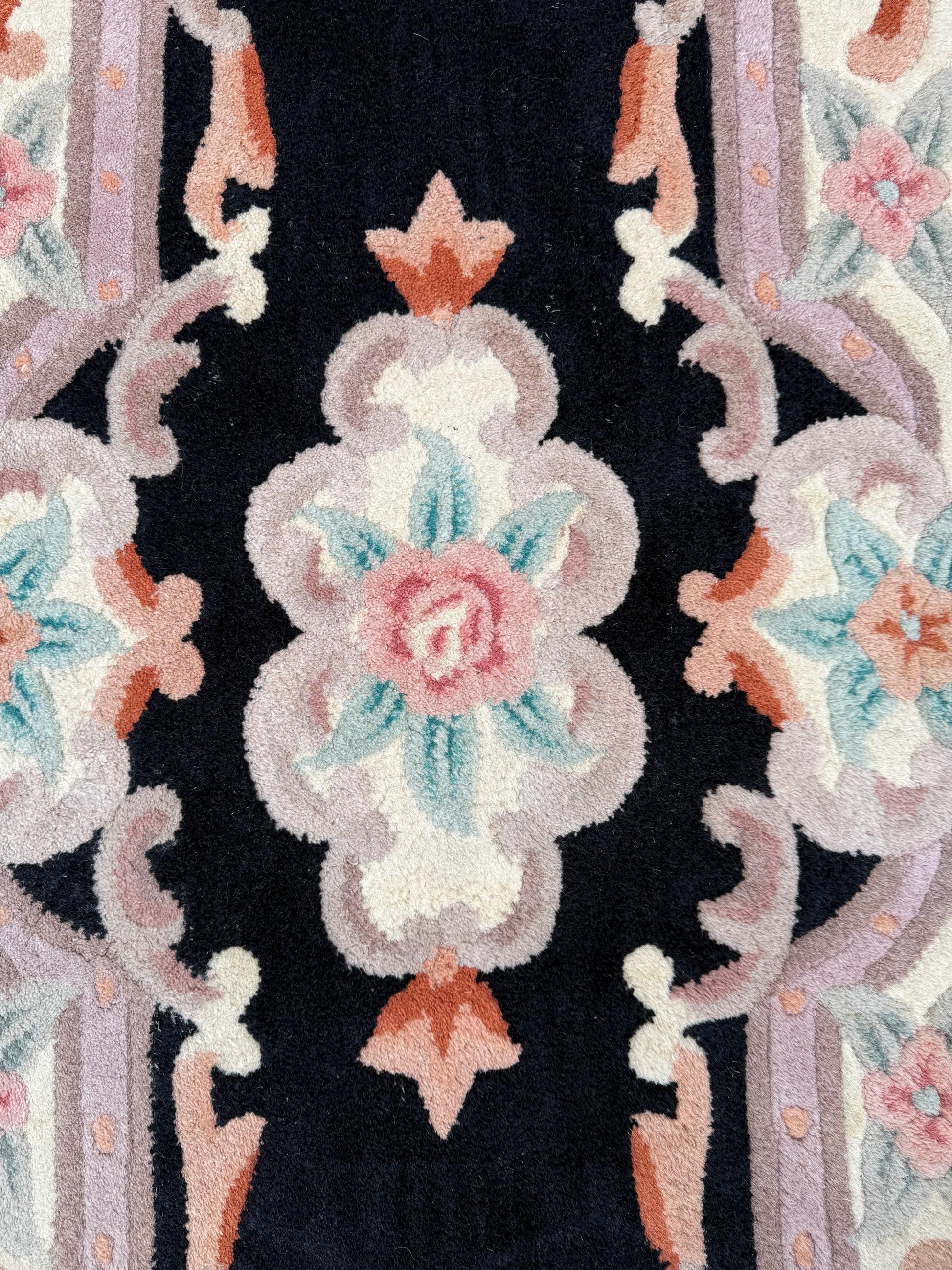 Black Thick Pile Chinese Wool Rug (136cm x 62cm)