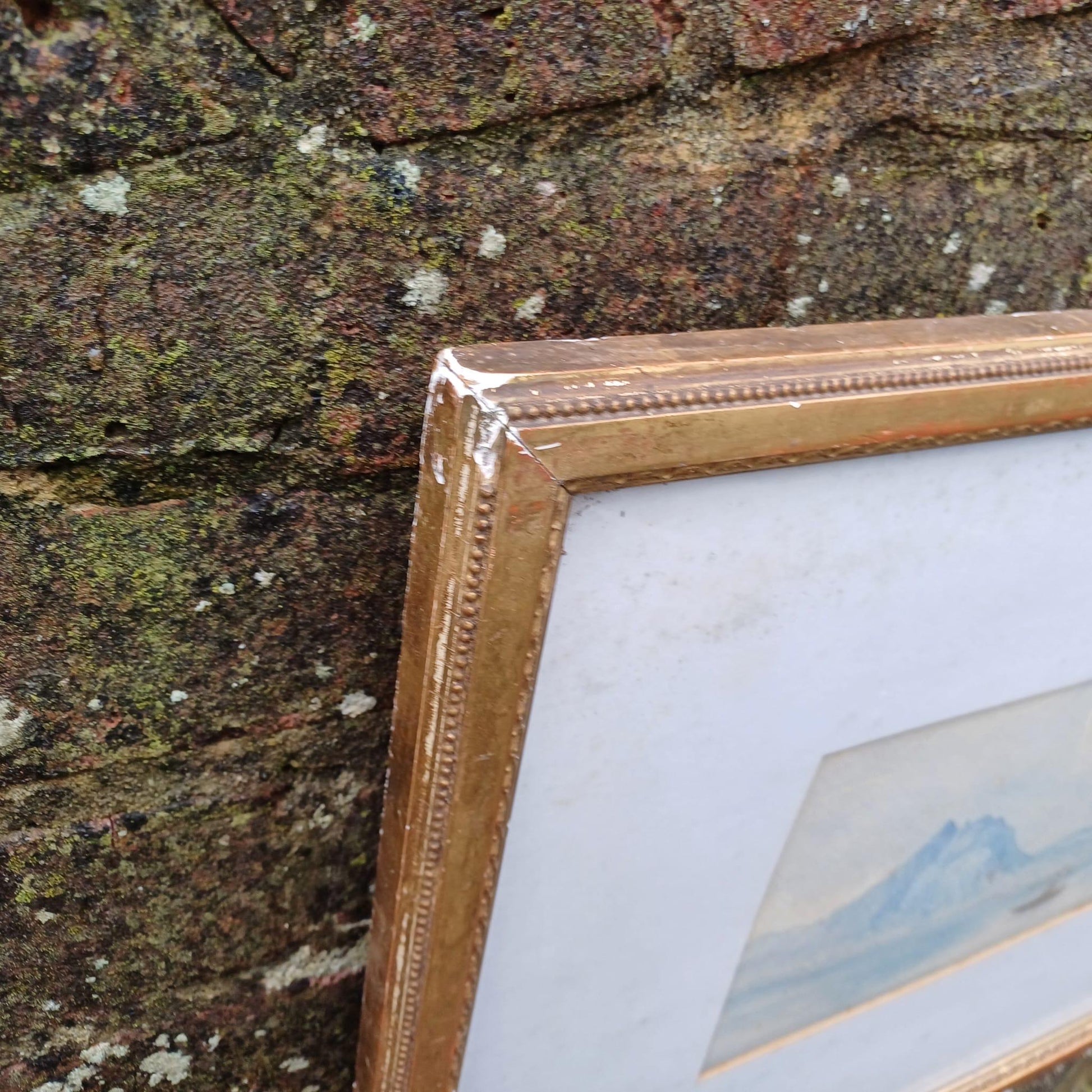 Mid-Century Gilt Vintage Frame with glass, and a vintage water colour painting (61cm x 44cm)