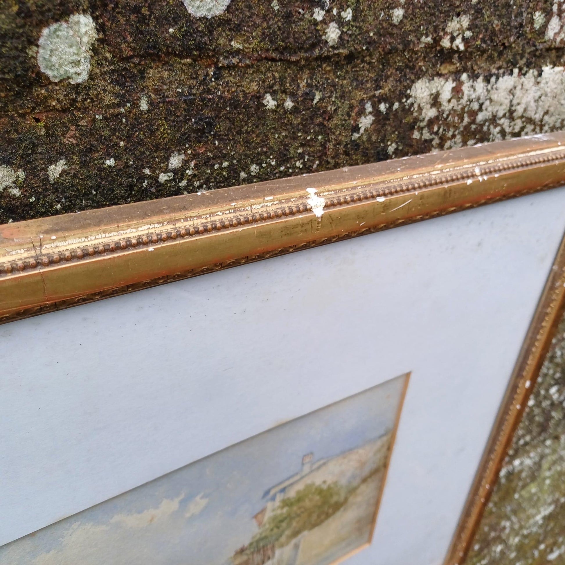 Mid-Century Gilt Vintage Frame with glass, and a vintage water colour painting (61cm x 44cm)
