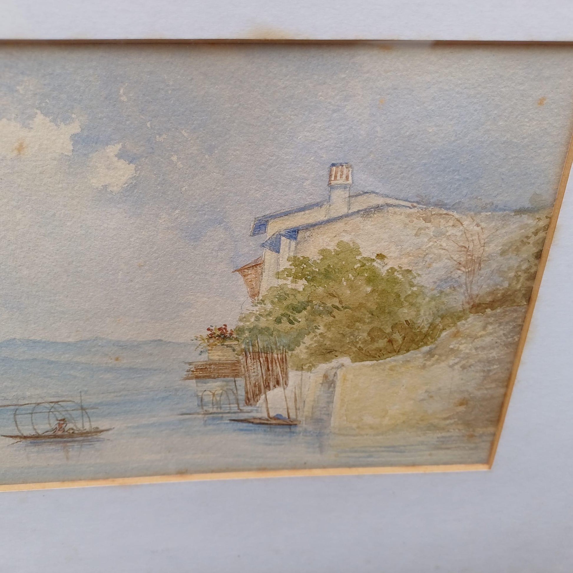 Mid-Century Gilt Vintage Frame with glass, and a vintage water colour painting (61cm x 44cm)