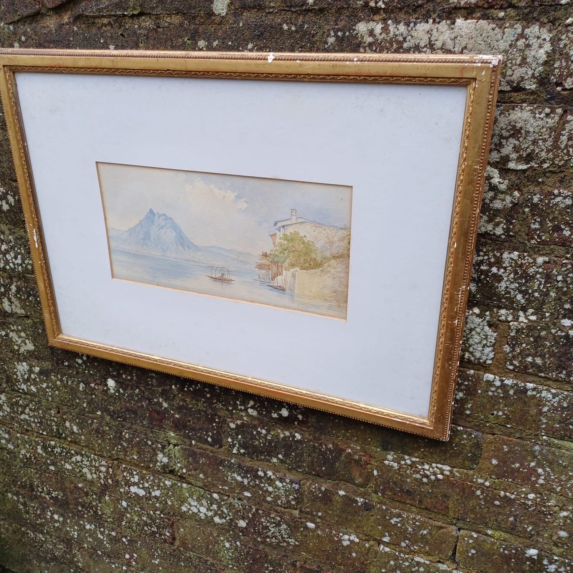 Mid-Century Gilt Vintage Frame with glass, and a vintage water colour painting (61cm x 44cm)