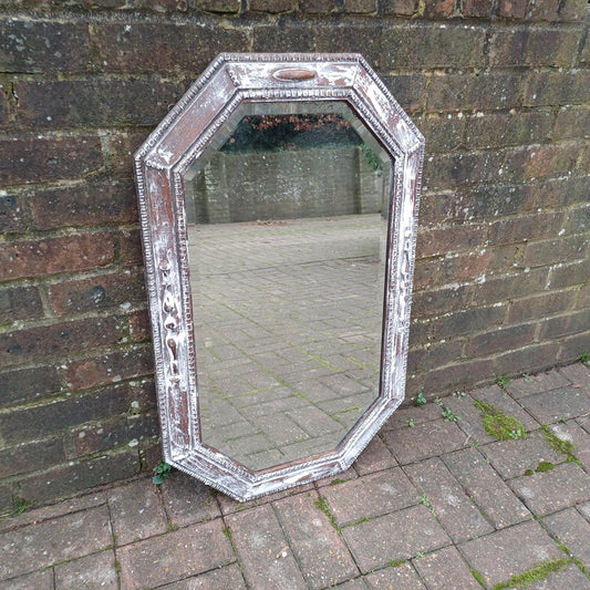A Superb Unique Upcycled Vintage 1920s Painted Oak Mirror with Amazing Aged Glass