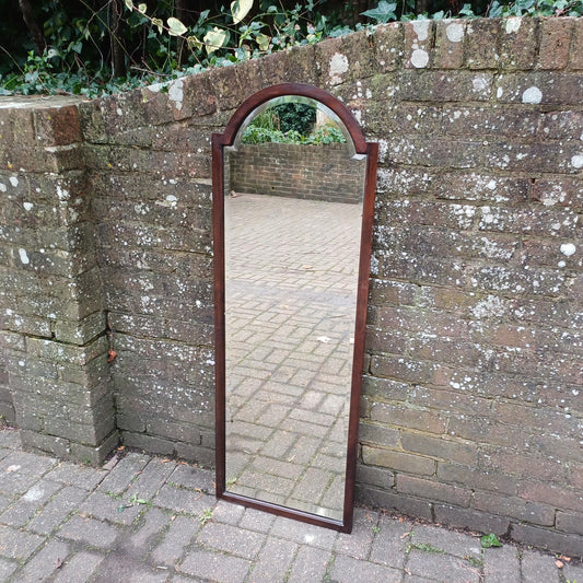 Large Long Vintage 1920s Mahogany Mirror with Arched Top and Bevelled Glass Elegant Antique Wall Decor FREE HAND Delivery