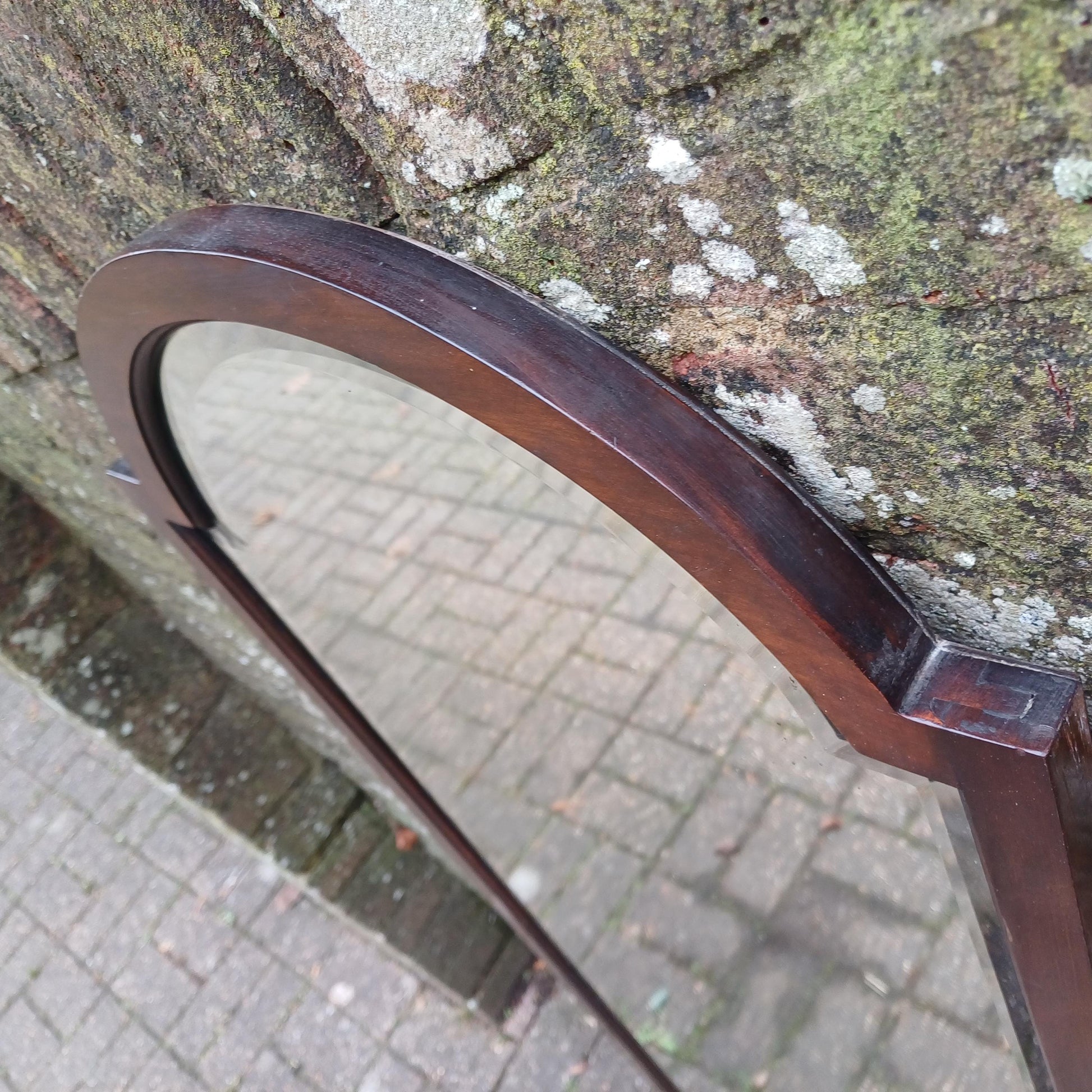 Large Long Vintage 1920s Mahogany Mirror with Arched Top and Bevelled Glass Elegant Antique Wall Decor FREE HAND Delivery