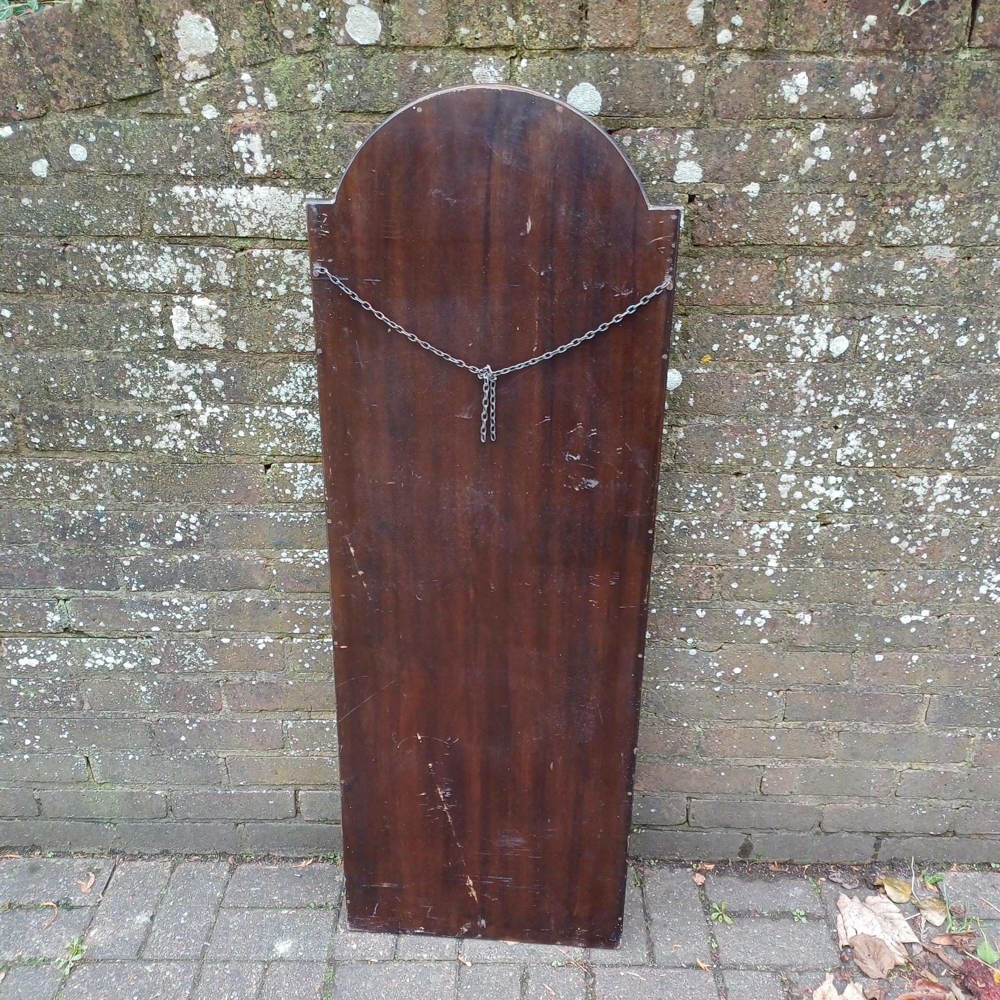 Large Long Vintage 1920s Mahogany Mirror with Arched Top and Bevelled Glass Elegant Antique Wall Decor FREE HAND Delivery