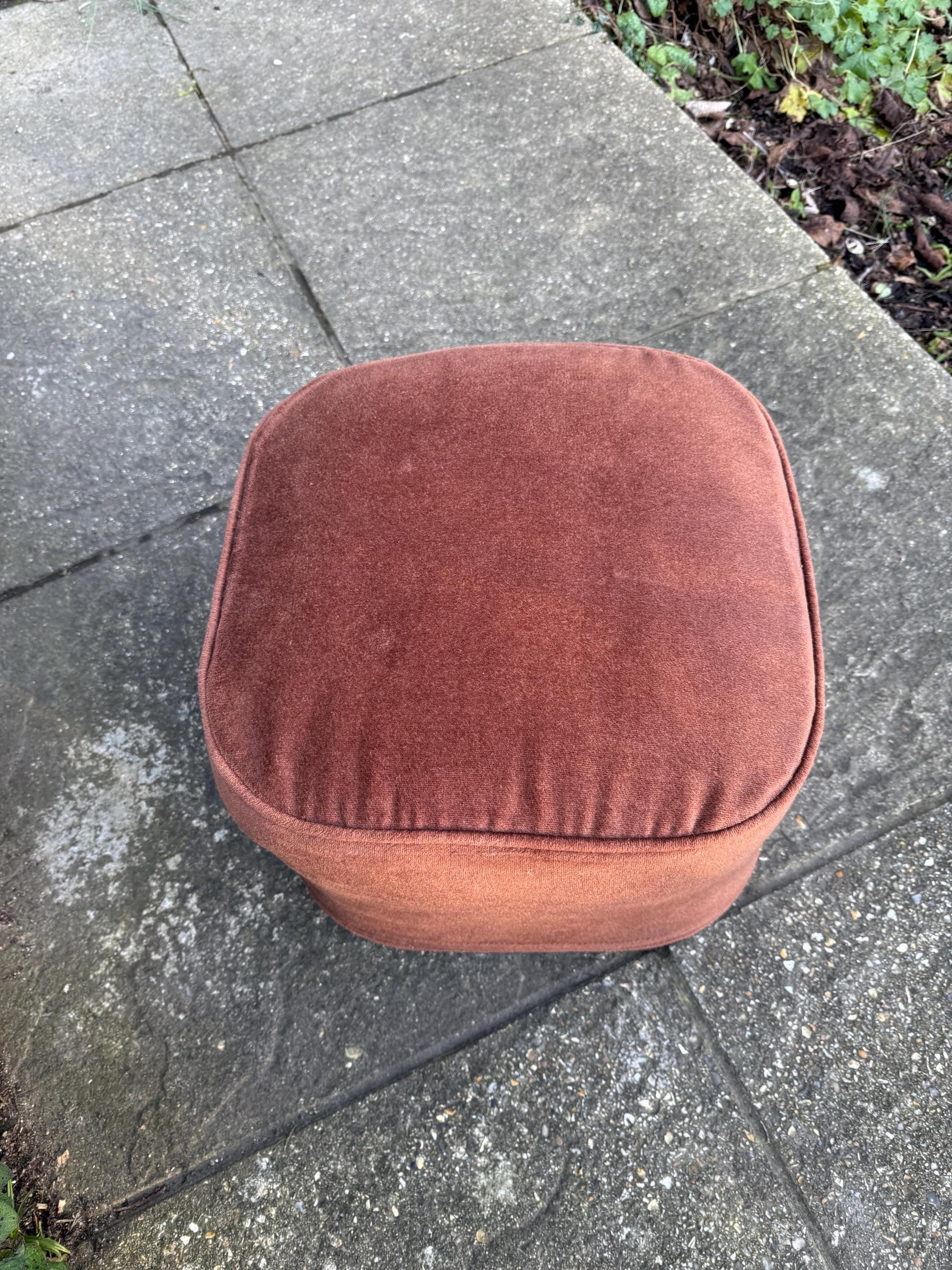 1970s Retro vintage Pouf - footstool, foot stool, retro brown stool