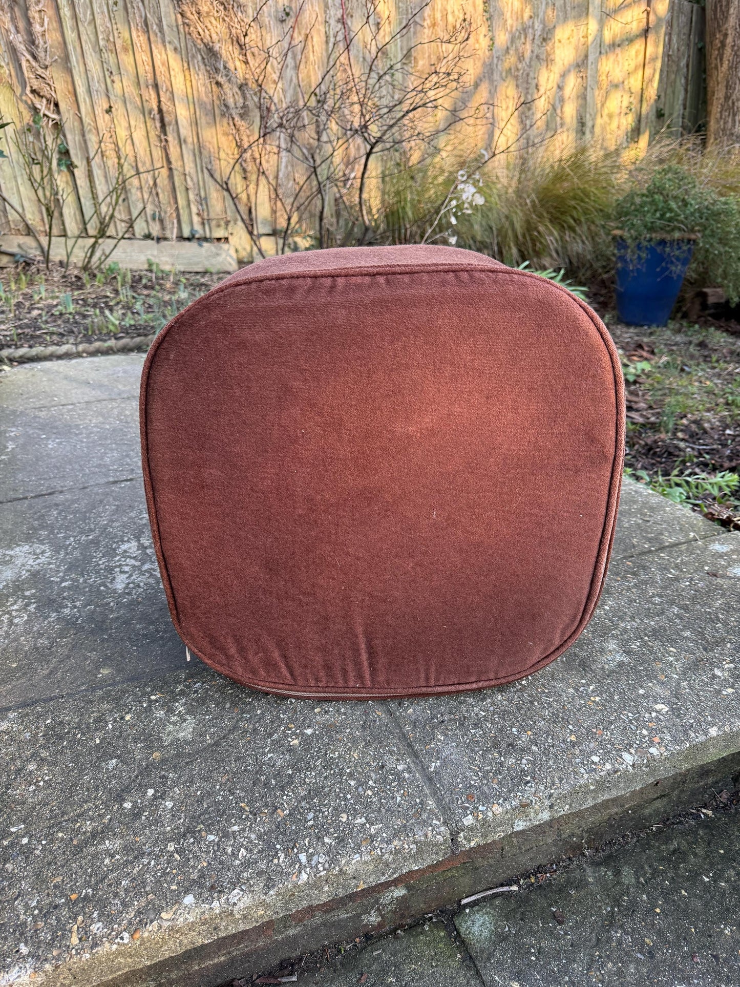 1970s Retro vintage Pouf - footstool, foot stool, retro brown stool