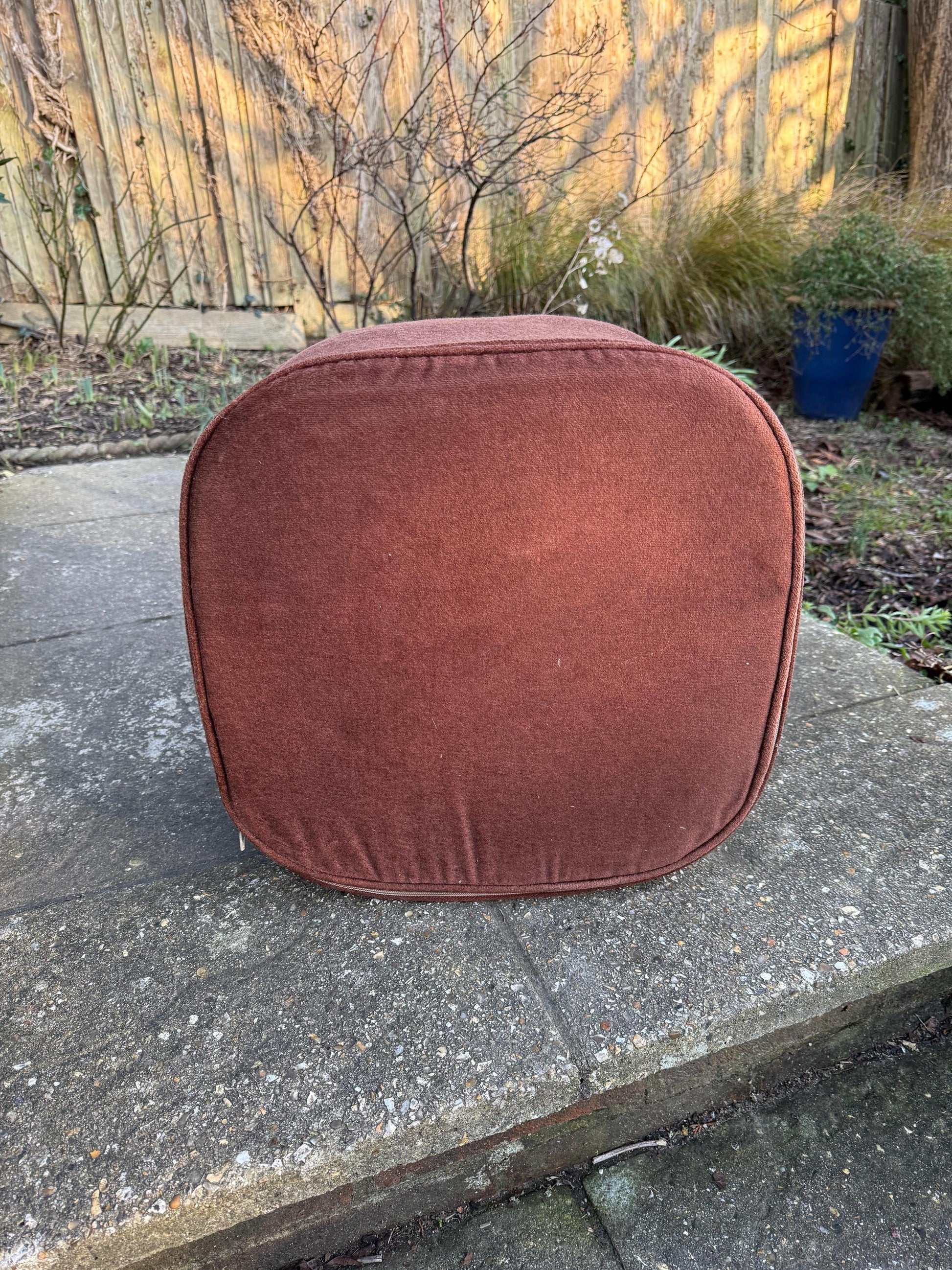 1970s Retro vintage Pouf - footstool, foot stool, retro brown stool