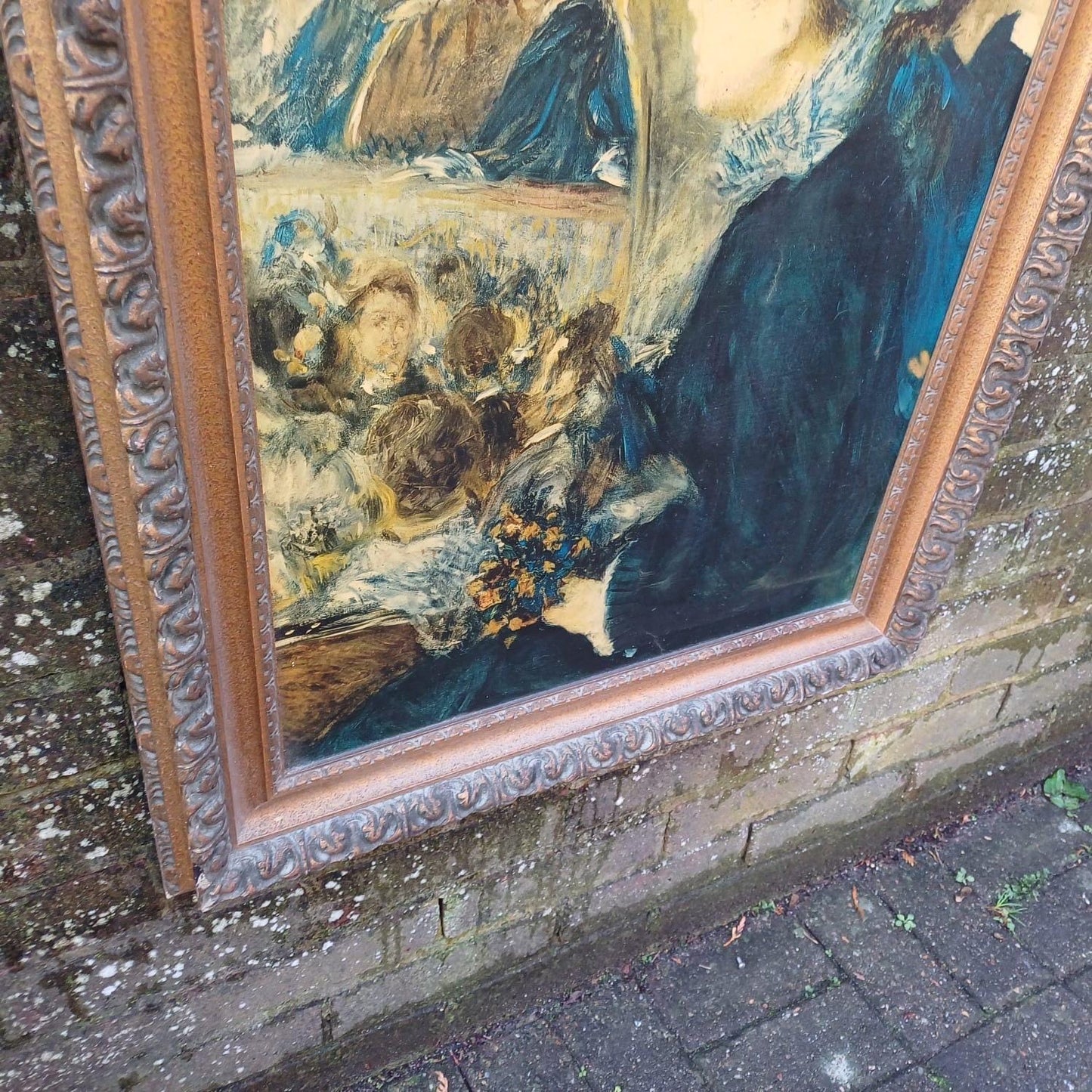 Renoir Vintage Print in Gorgeous Vintage Frame - At The Theatre / First Outing - excellent find