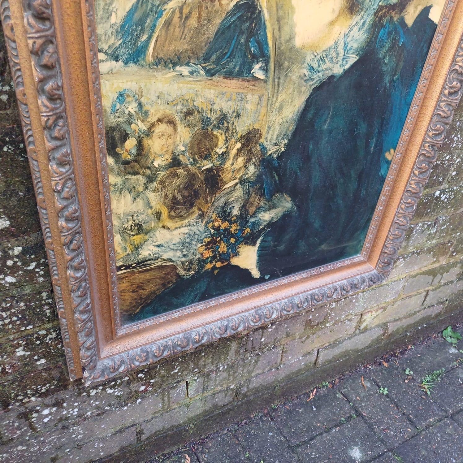 Renoir Vintage Print in Gorgeous Vintage Frame - At The Theatre / First Outing - excellent find