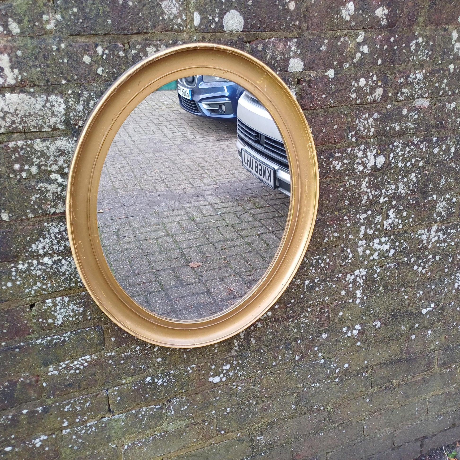 Large Vintage Oval Gold Gilt Wall Mirror