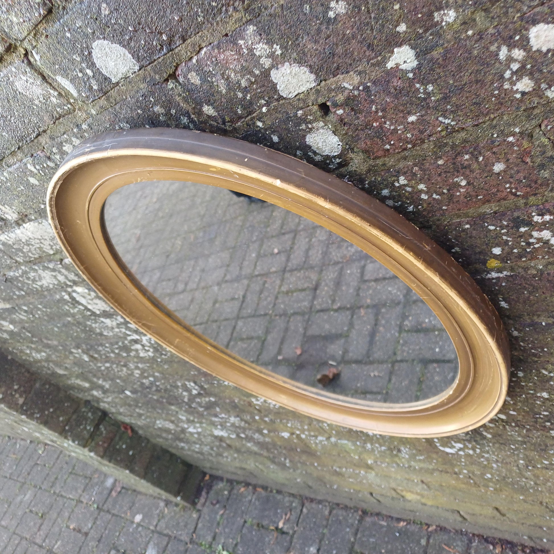 Large Vintage Oval Gold Gilt Wall Mirror