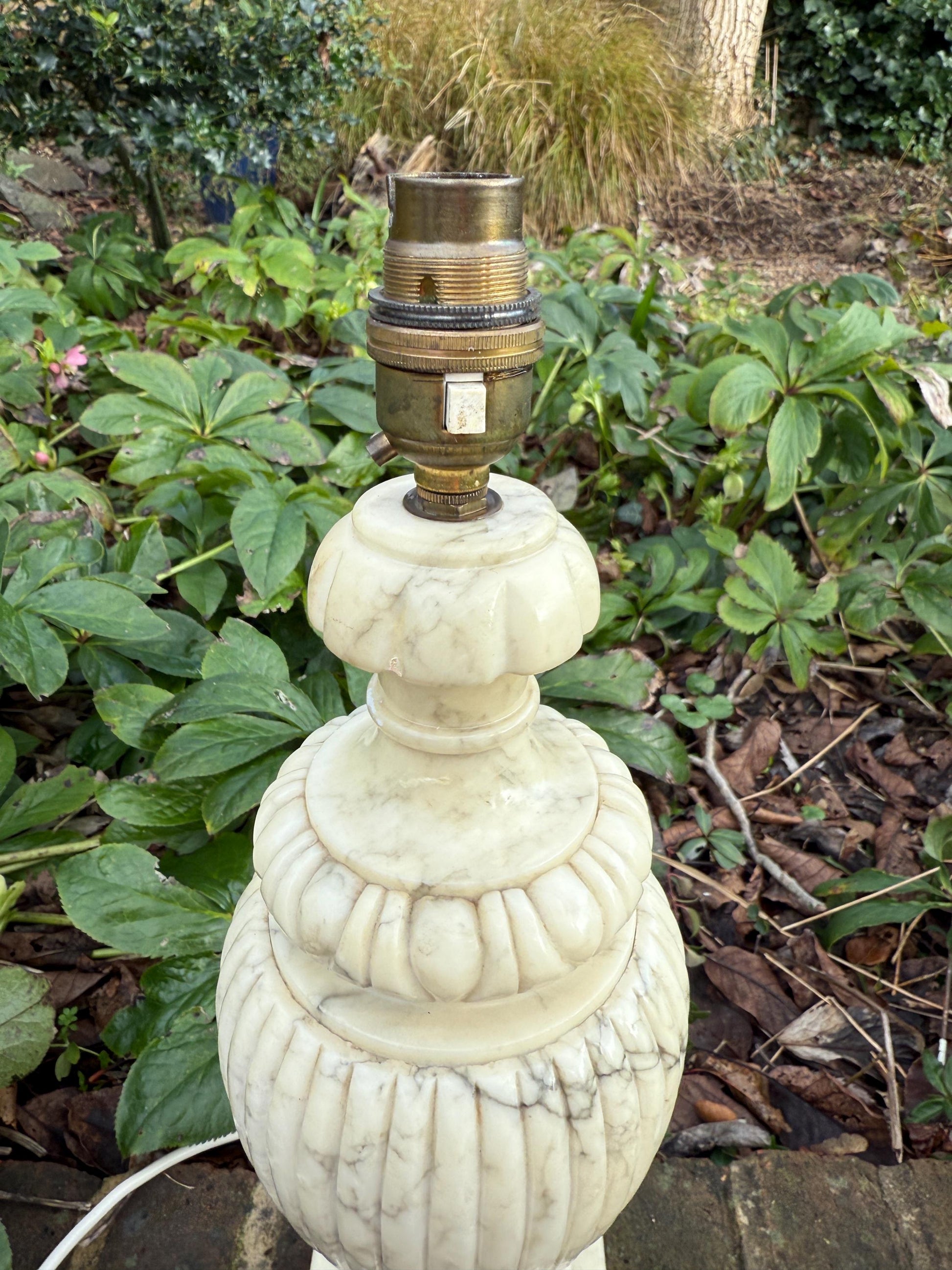 Very large Italian Neo-Classical Alabaster Vintage Table Lamp - excellent condition and working