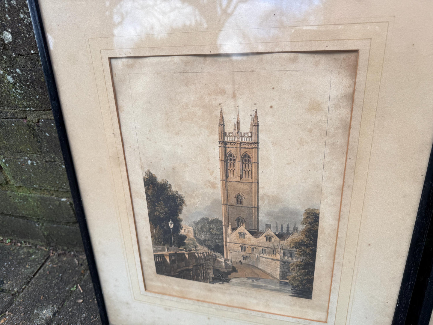 Oxford Antique Prints (1813/1814) - Magdalen Tower and Entrance to Oxford from The London Road - Nash, Lewis, Ackermann's History of Oxford