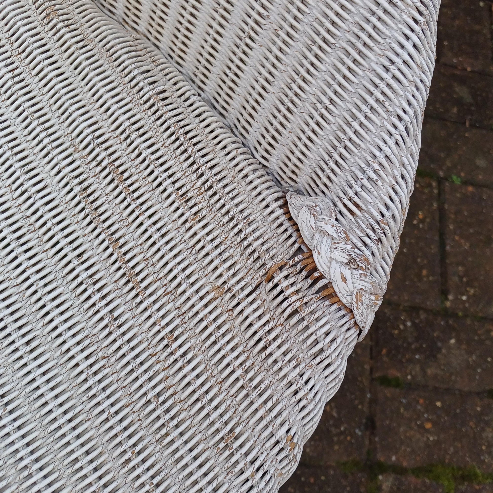 Lloyd Loom Mid Century White Wicker Cocktail Basket Weave Chair, on black metal legs, labelled