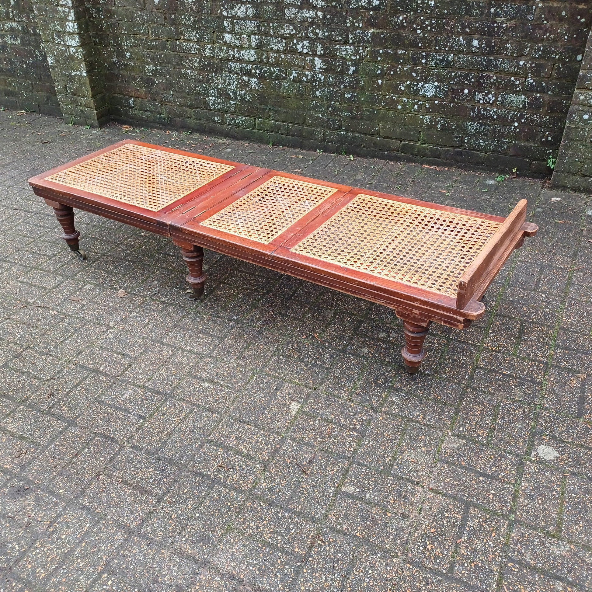 Amazing Victorian Hardwood and Can Adjustable Campaign Day Bed FREE HAND Delivery