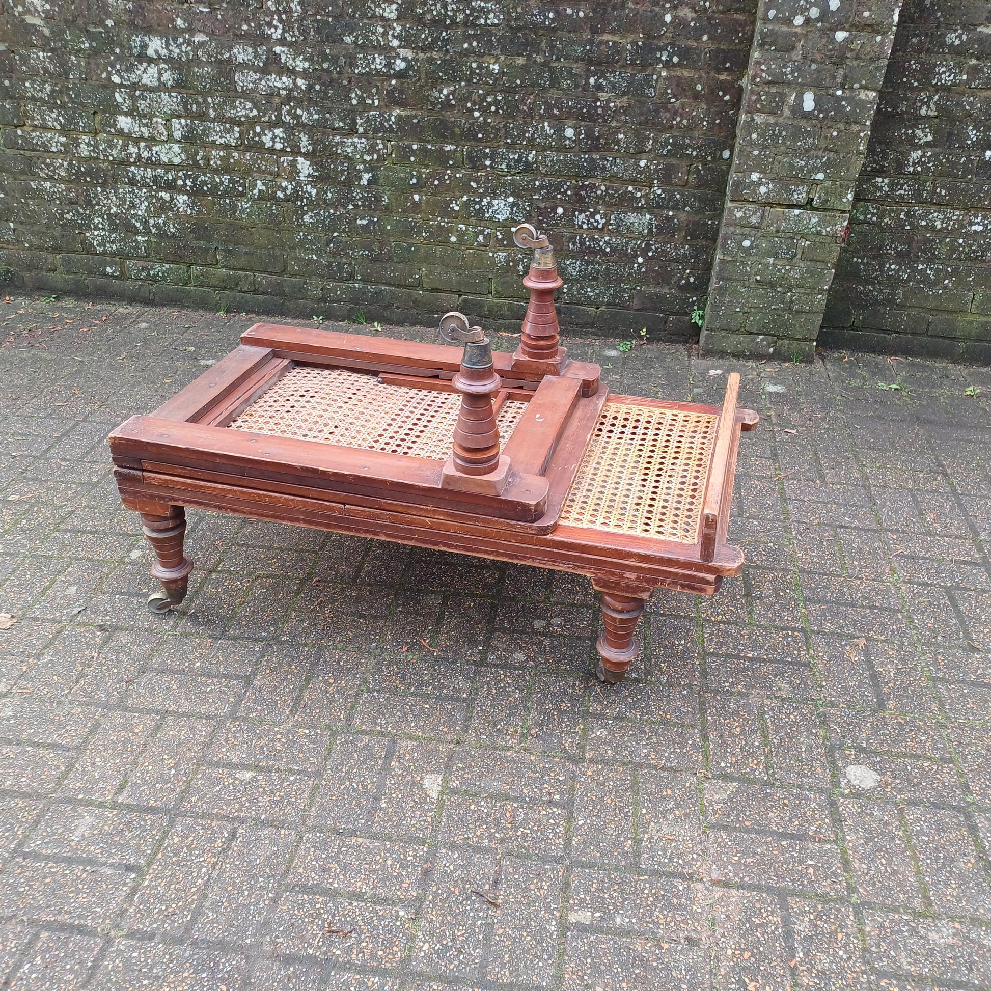 Amazing Victorian Hardwood and Can Adjustable Campaign Day Bed FREE HAND Delivery