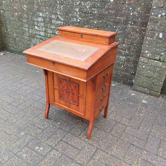 Vintage Davenport Antique Walnut Writing Desk with Carved Panel, Late 19th/Early 20th Century FREE HAND Delivery