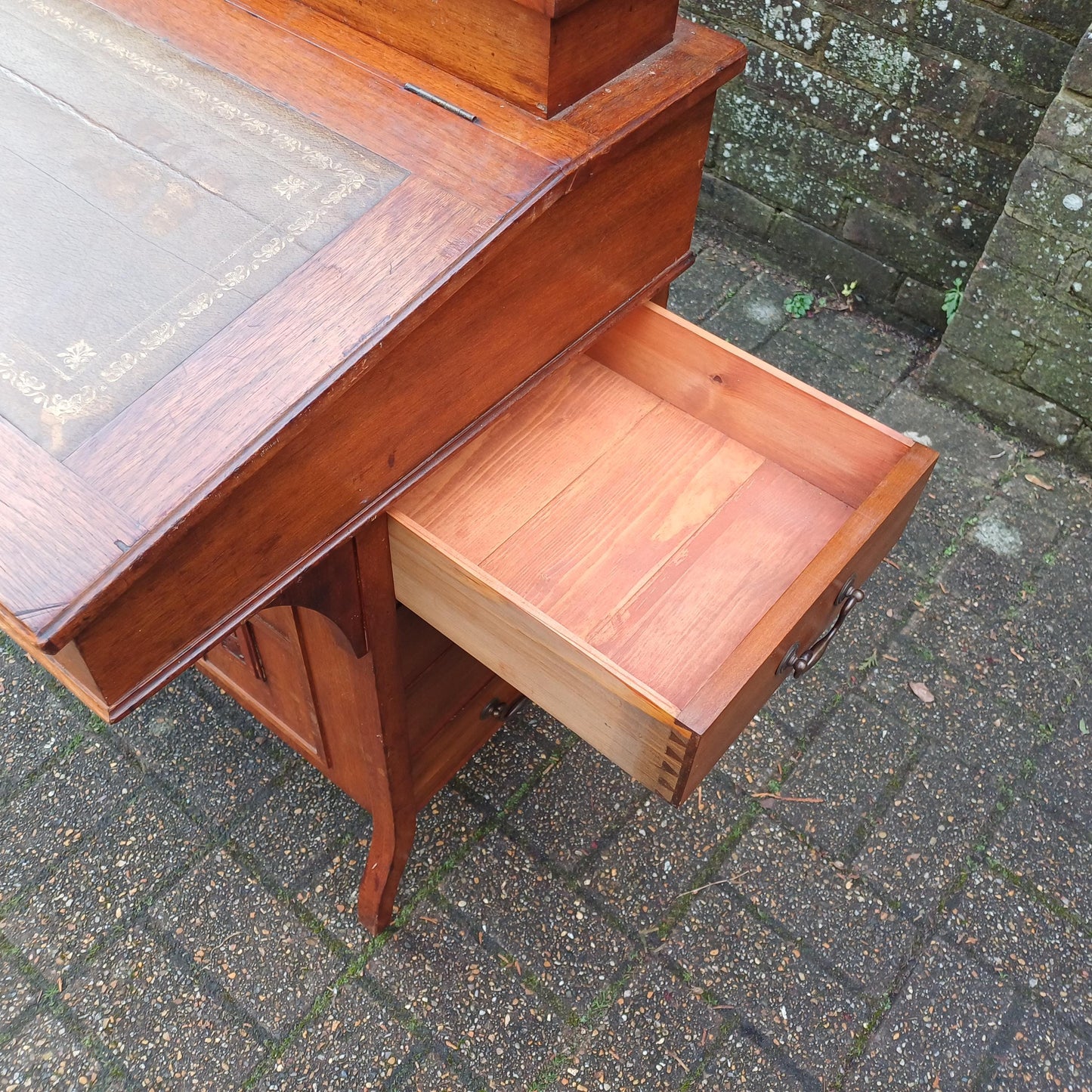 Vintage Davenport Antique Walnut Writing Desk with Carved Panel, Late 19th/Early 20th Century FREE HAND Delivery
