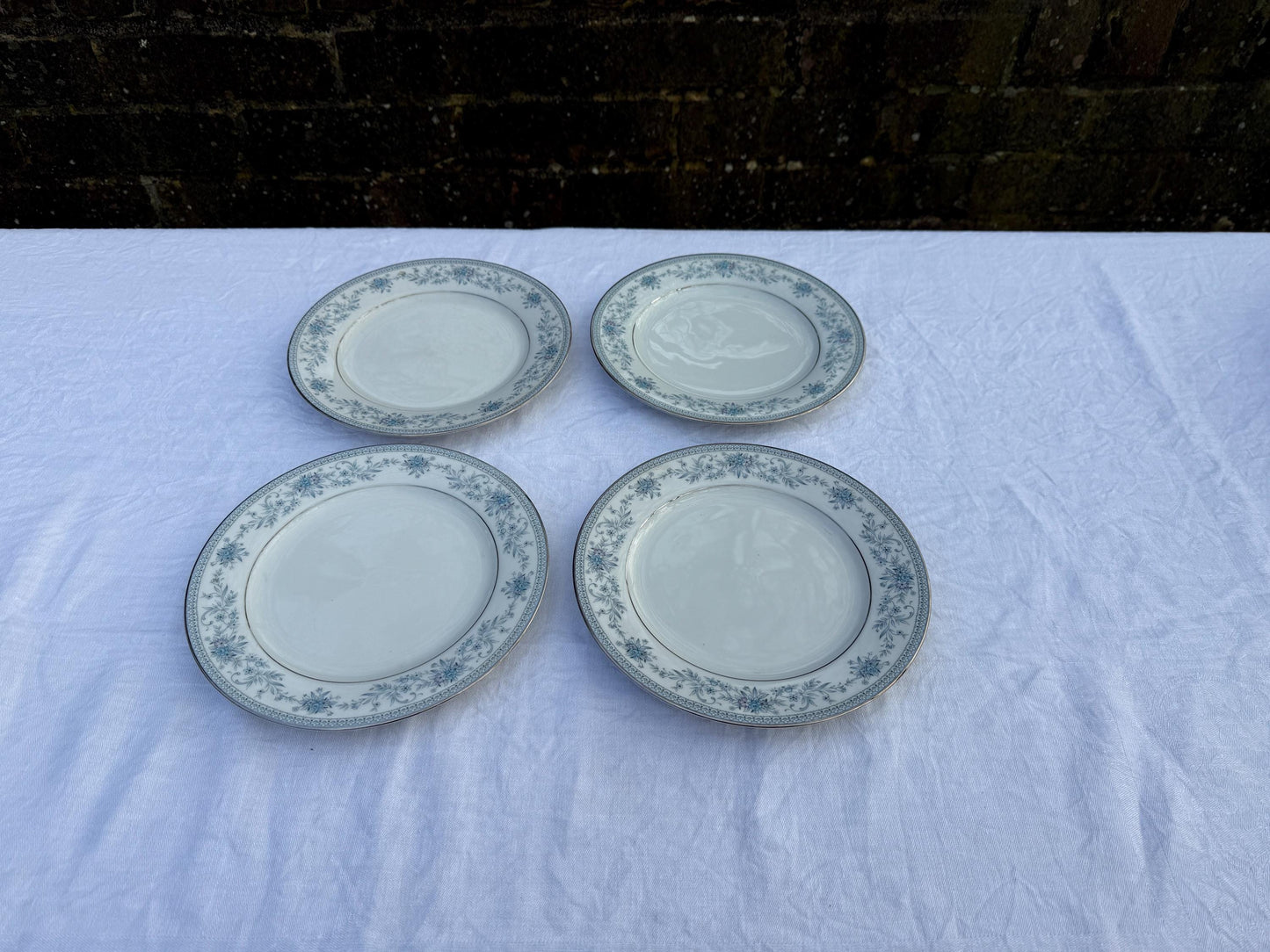 Large Noritake Quality Fine China ‘Blue Hill’ Blue and Silver Large Vintage Dinner Service. 39 Pieces
