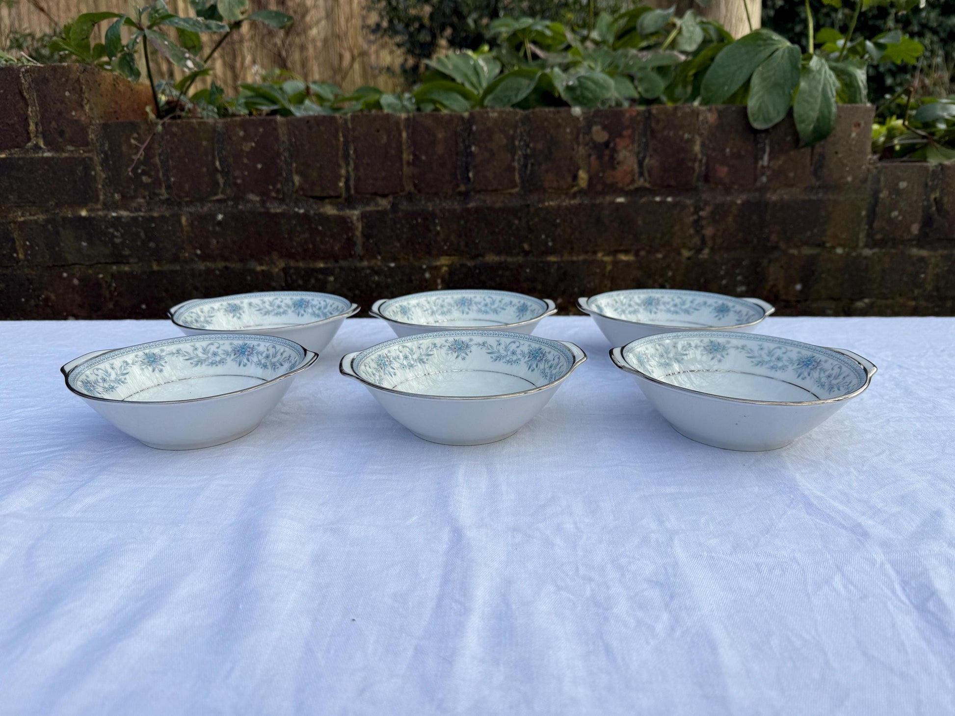 Large Noritake Quality Fine China ‘Blue Hill’ Blue and Silver Large Vintage Dinner Service. 39 Pieces