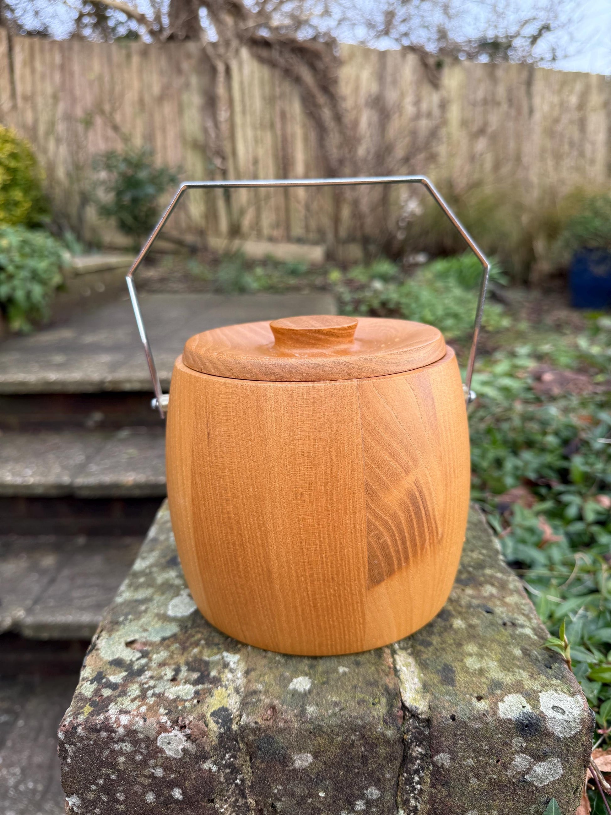 Retro mid-century - 1960s original wooden ice bucket - excellent condition, Fen ware, Made in England, bar ware, drinks