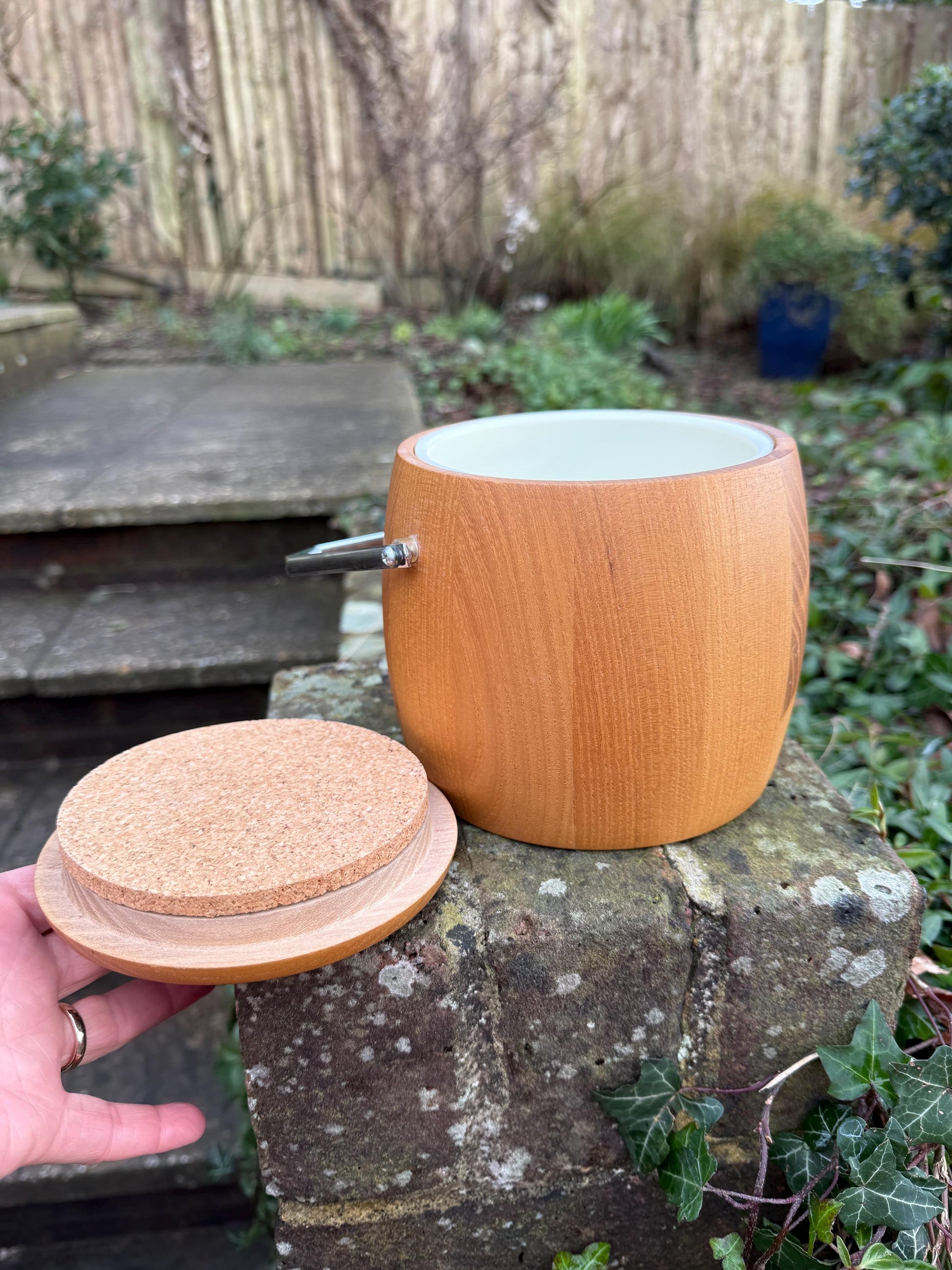 Retro mid-century - 1960s original wooden ice bucket - excellent condition, Fen ware, Made in England, bar ware, drinks