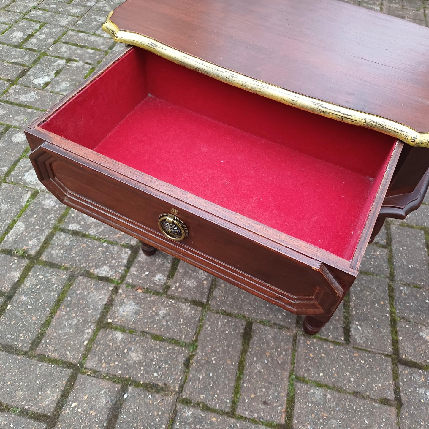 Pair of Vintage Bedside Cupboards with Hand Painted Gold Highlights