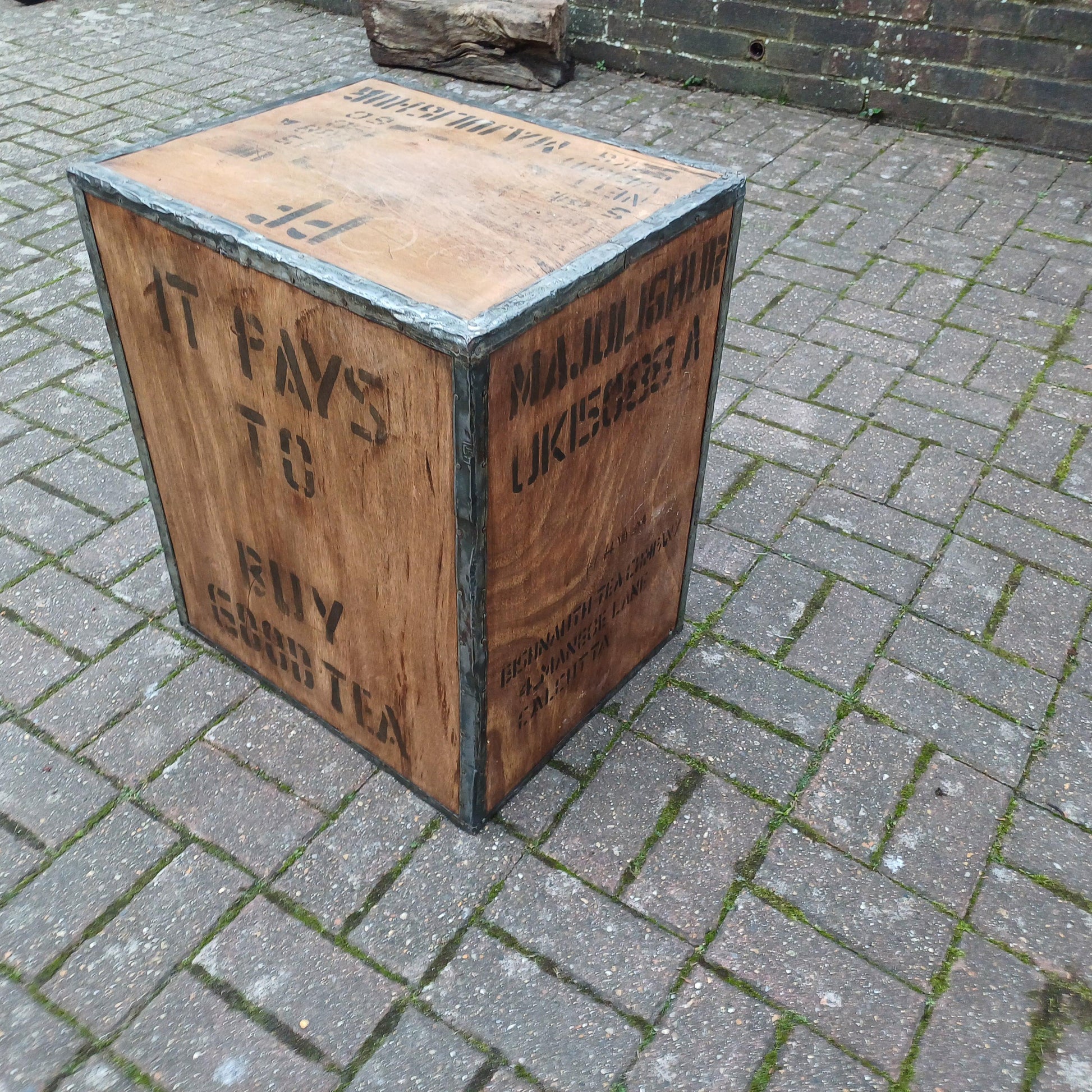 Upcycled Vintage Indian Tea Chest – Unique Rustic Storage, Planter, or Side Table