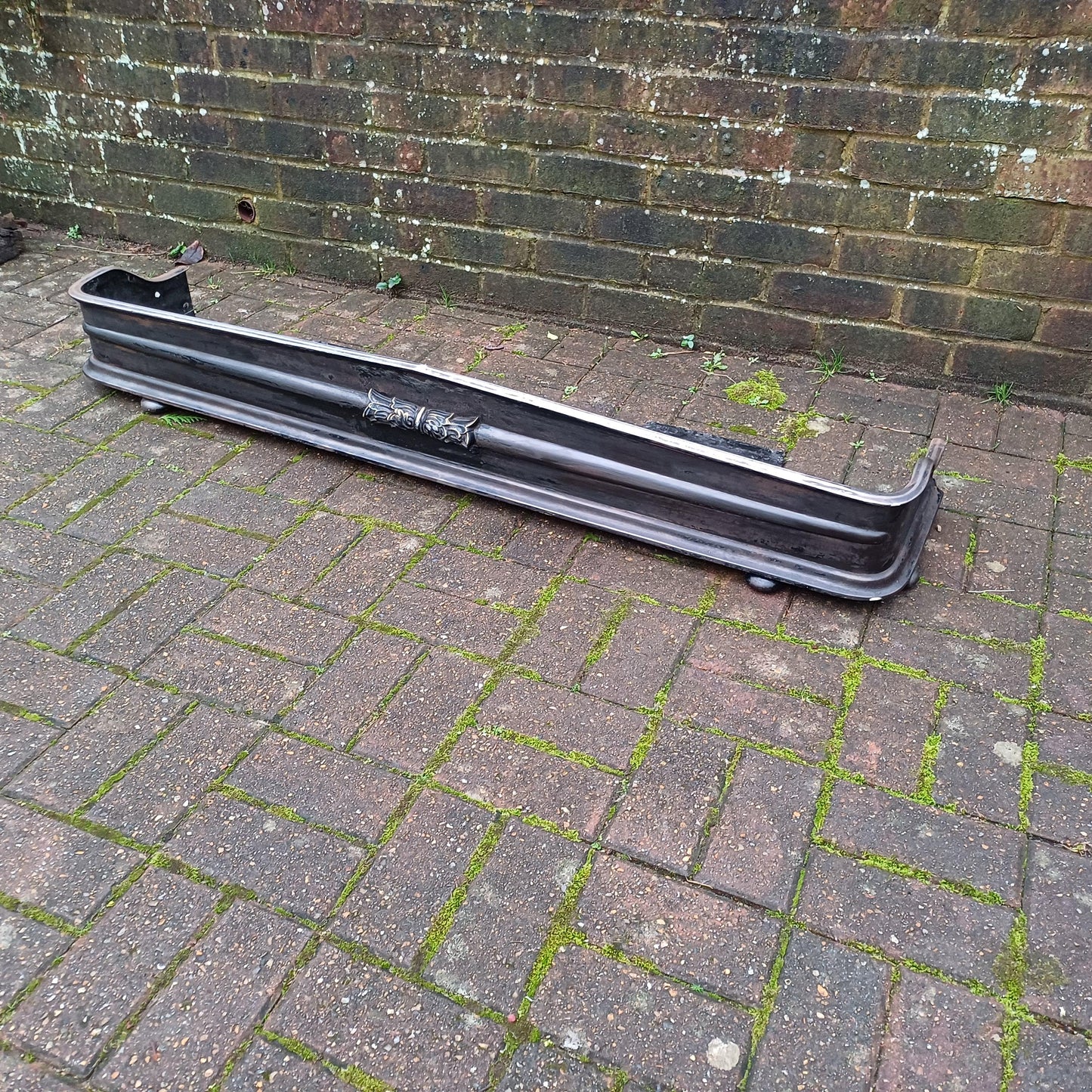Huge Stripped Heavy Iron and Brass Fireplace Fender Guard FREE HAND Delivery