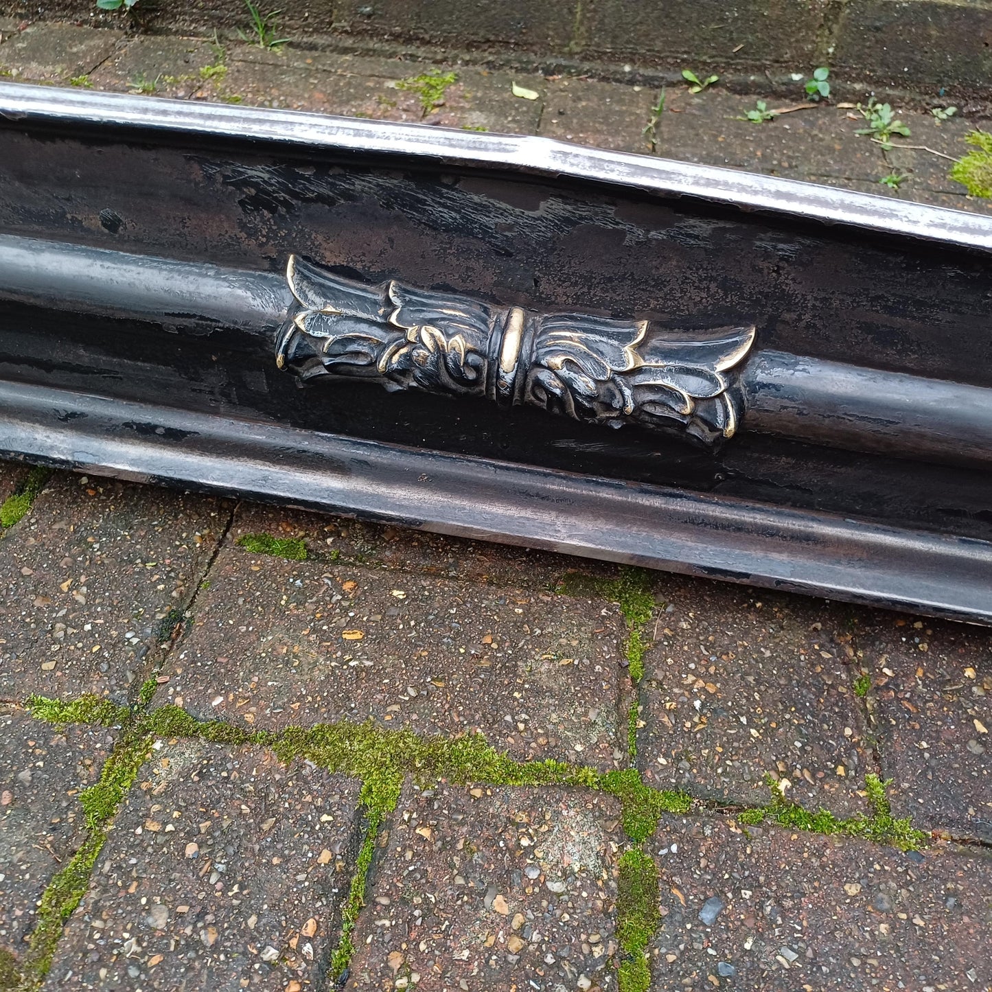 Huge Stripped Heavy Iron and Brass Fireplace Fender Guard FREE HAND Delivery