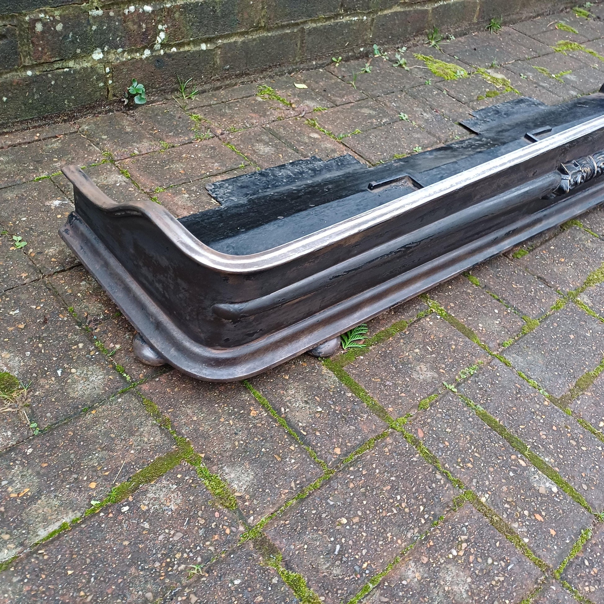 Huge Stripped Heavy Iron and Brass Fireplace Fender Guard FREE HAND Delivery
