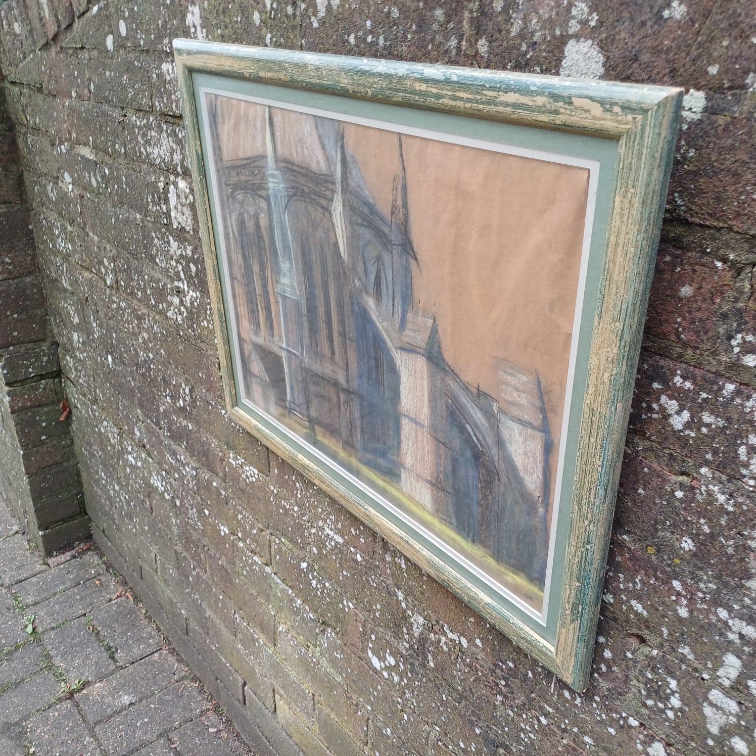 Vintge original Cathedral Pastel by Shirley Rothera (1936-2017) - British contemporary artist