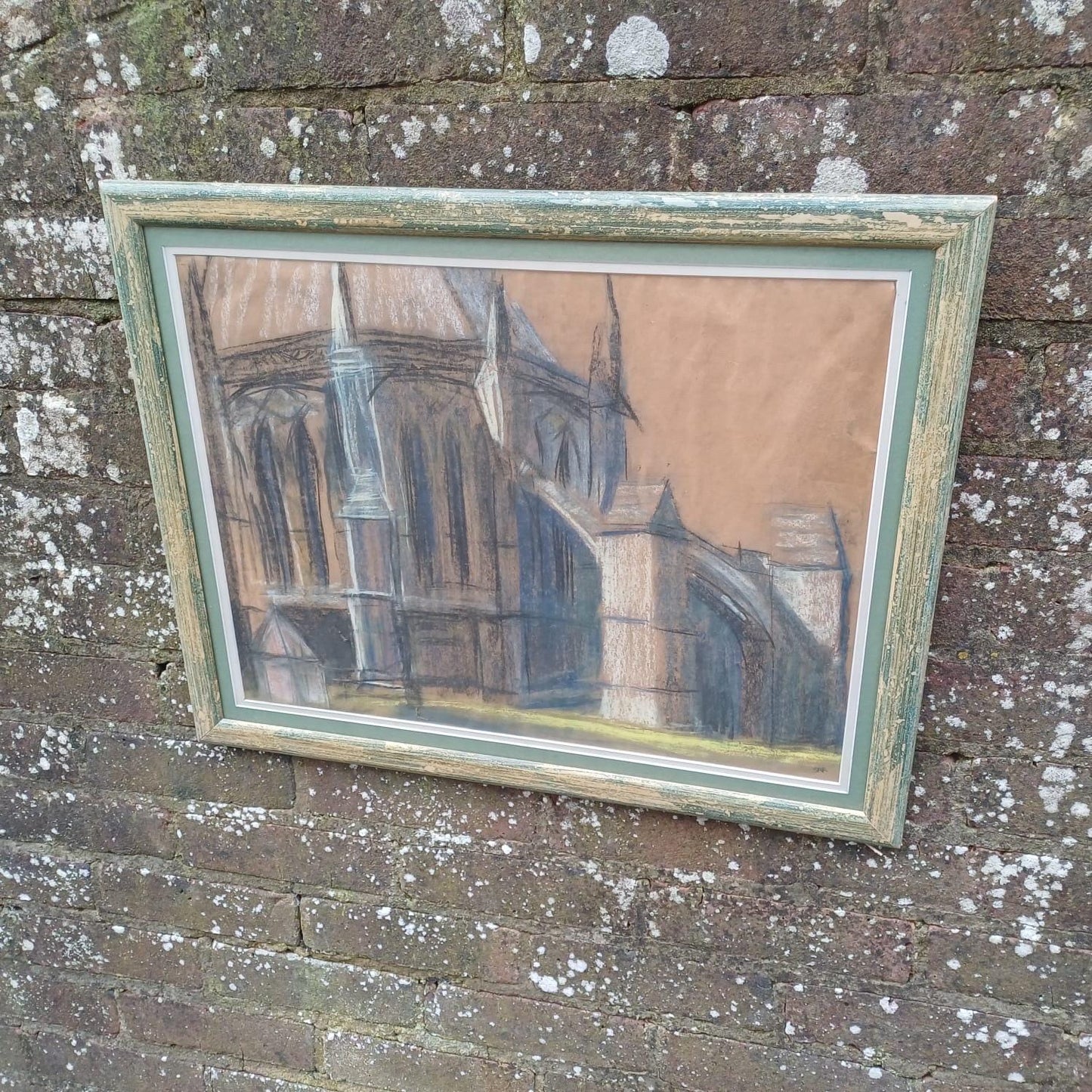 Vintge original Cathedral Pastel by Shirley Rothera (1936-2017) - British contemporary artist