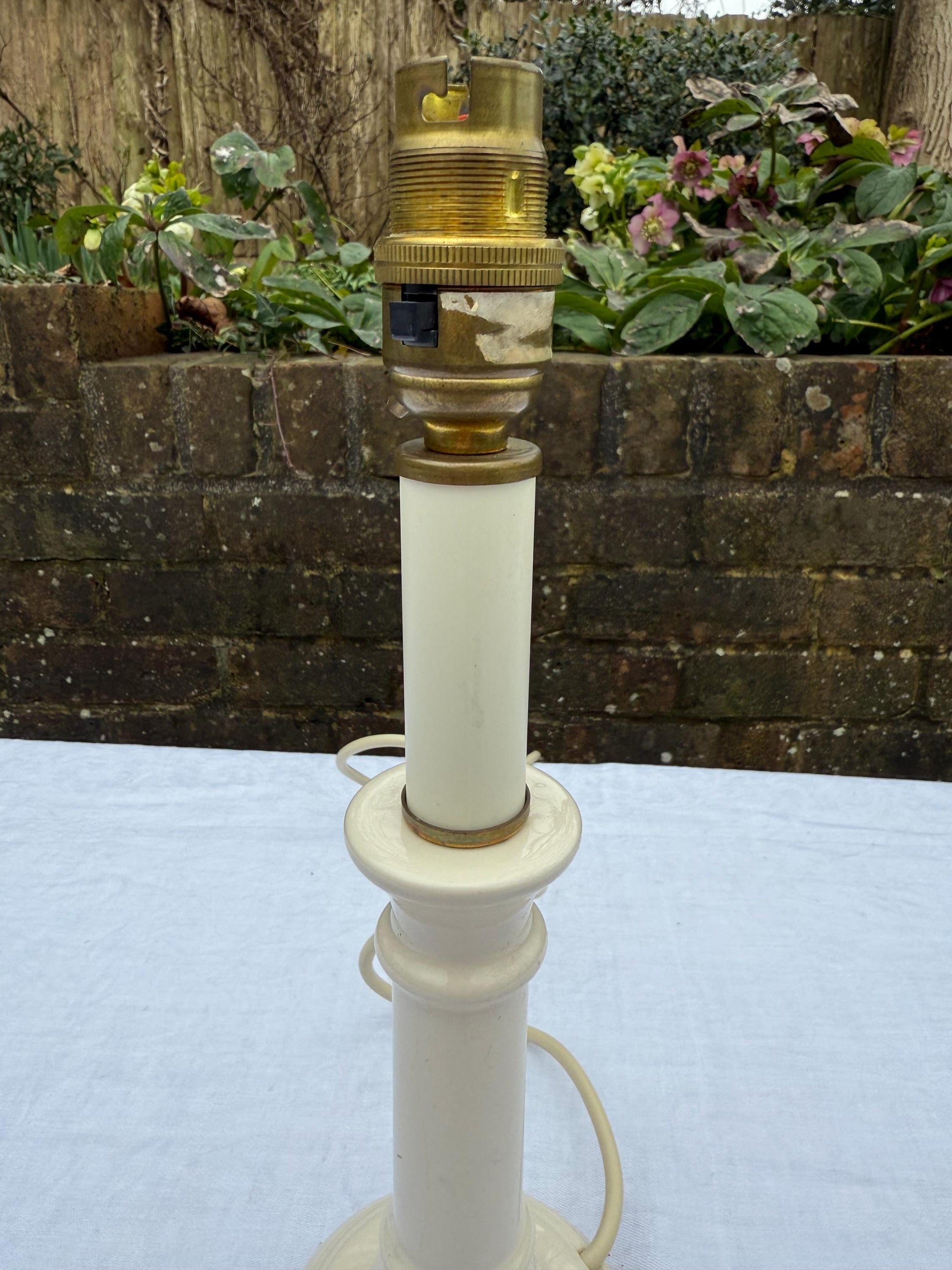 Vintage M&S Cream Candlestick Table Lamp - Marks and Spencer lamp, PAT tested
