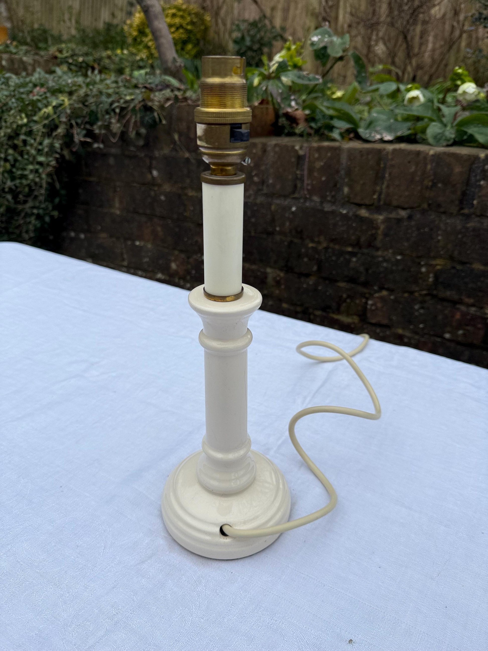 Vintage M&S Cream Candlestick Table Lamp - Marks and Spencer lamp, PAT tested